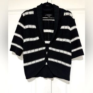 WHBM Striped Shawl Cardigan Sweater Metallic White House Black Market sz L